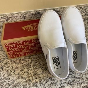 Women’s white slip on Vans worn once all day